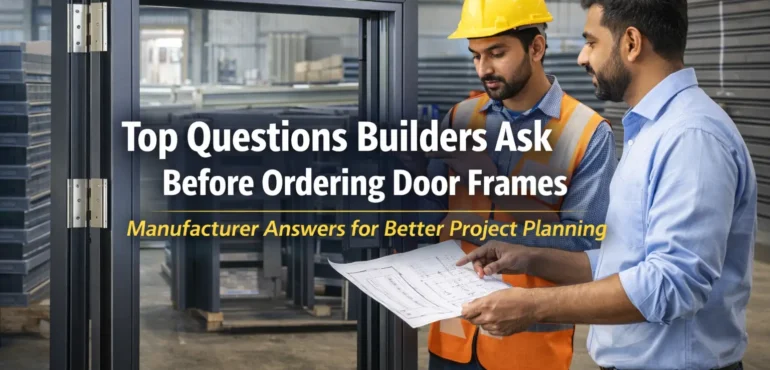 builder discussing PPGI door frames with door frame manufacturer in India